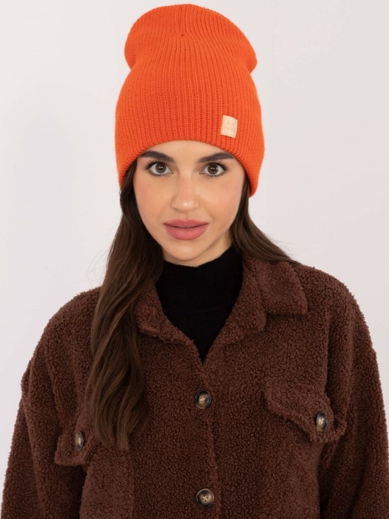 Czapka damska, pomarańczowa, Rue Paris