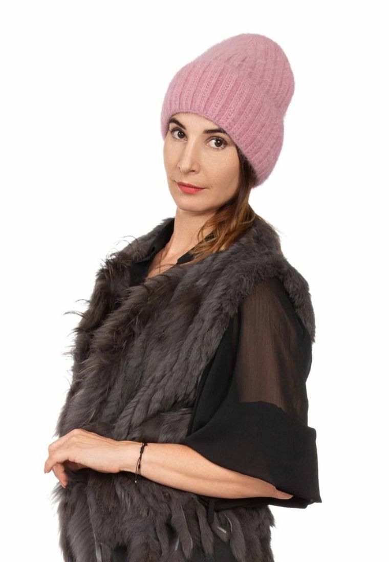 Czapka damska, różowa, Ambra