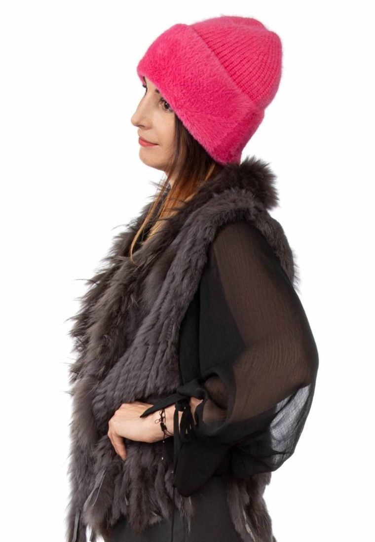 Czapka damska, różowa, Ambra