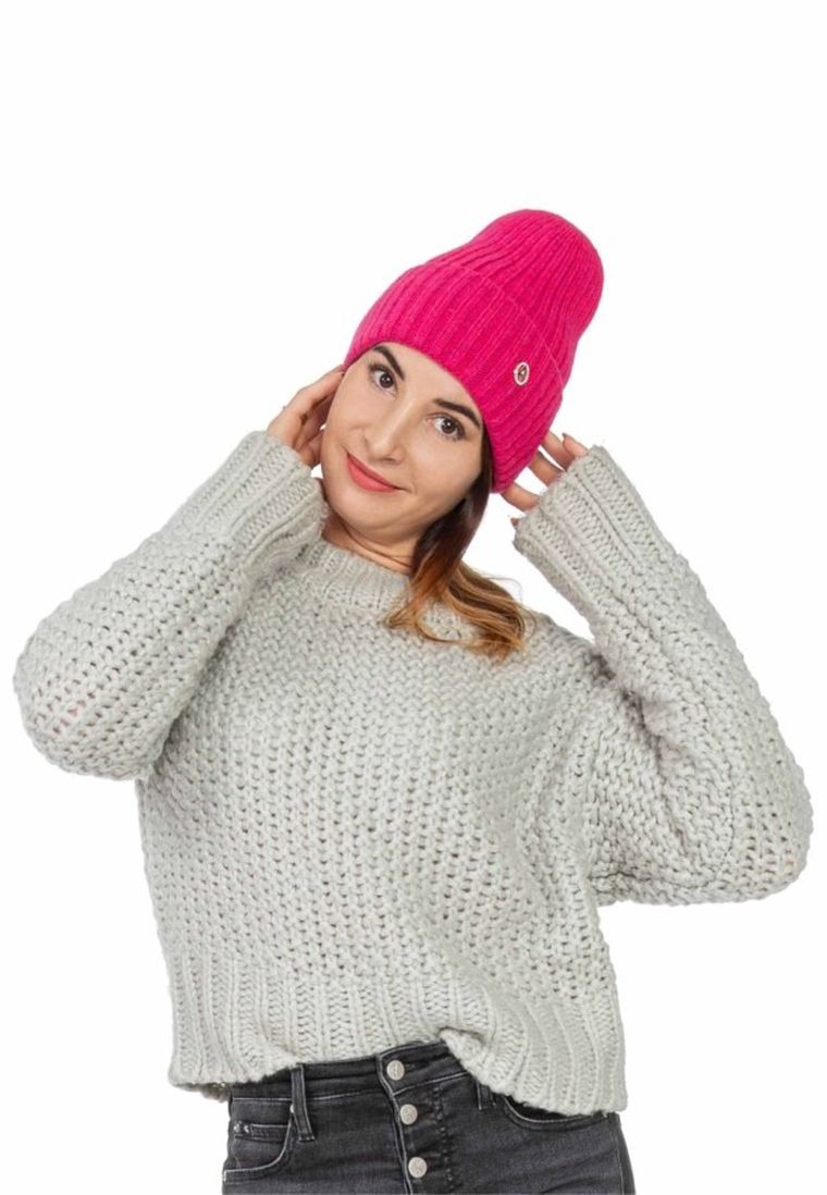 Czapka damska, różowa, Ambra