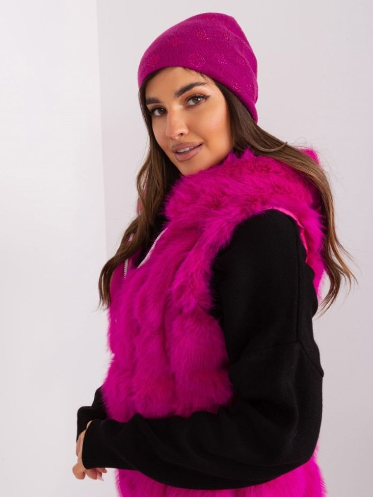 Czapka damska, różowa, Italy Moda