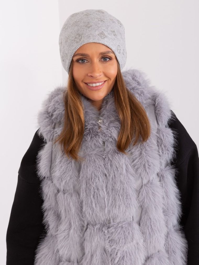 Czapka damska, szara, Italy Moda