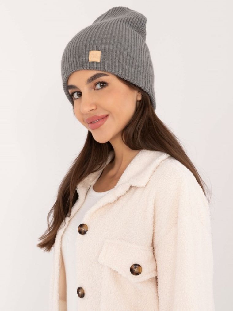 Czapka damska, szara, Rue Paris