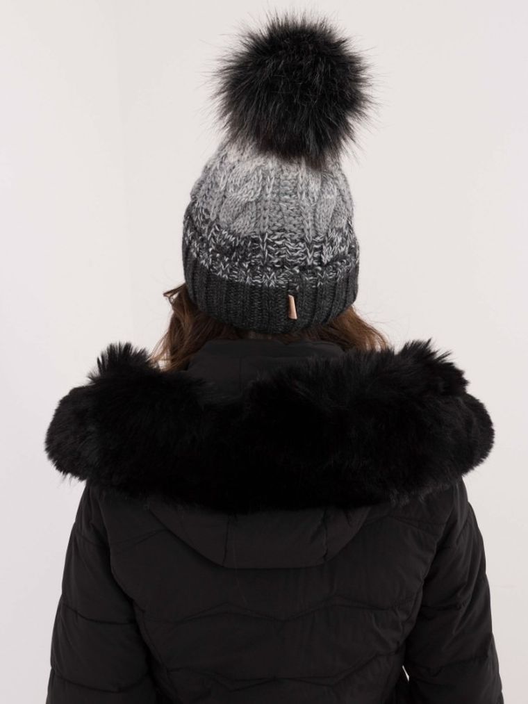 Czapka damska z wełną, szara, Rue Paris