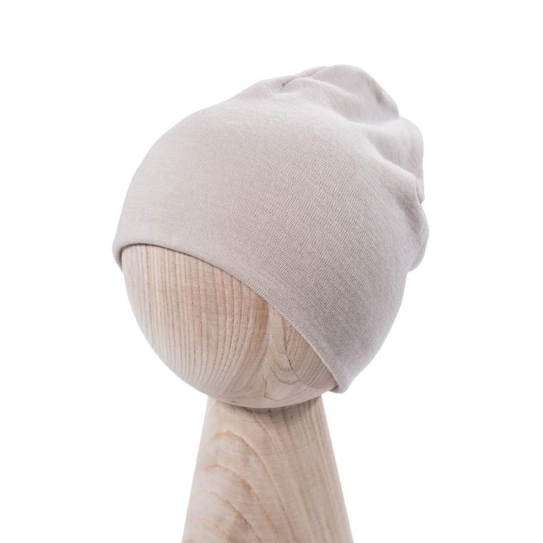 Czapka dziecięca, wełna merino, beżowa, Eevi
