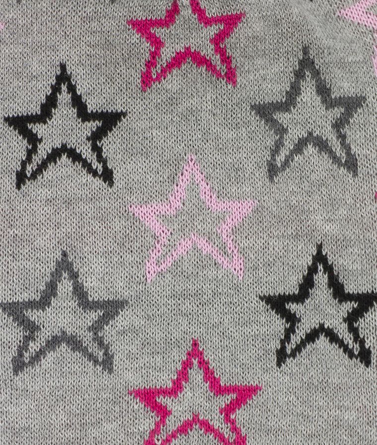 Czapka dziewczęca, dwustronna, szara, gwiazdki, Döll