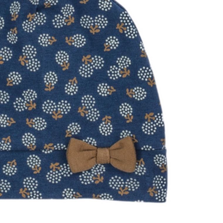 Czapka dziewczęca, granatowa, kokardka, Nicol