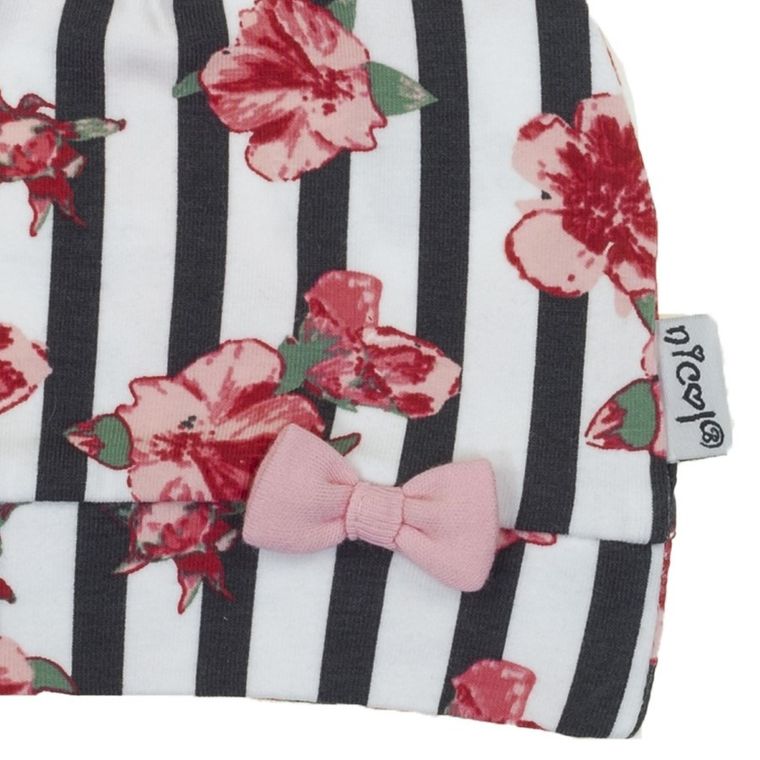 Czapka dziewczęca, mix, kwiatki, Nicol