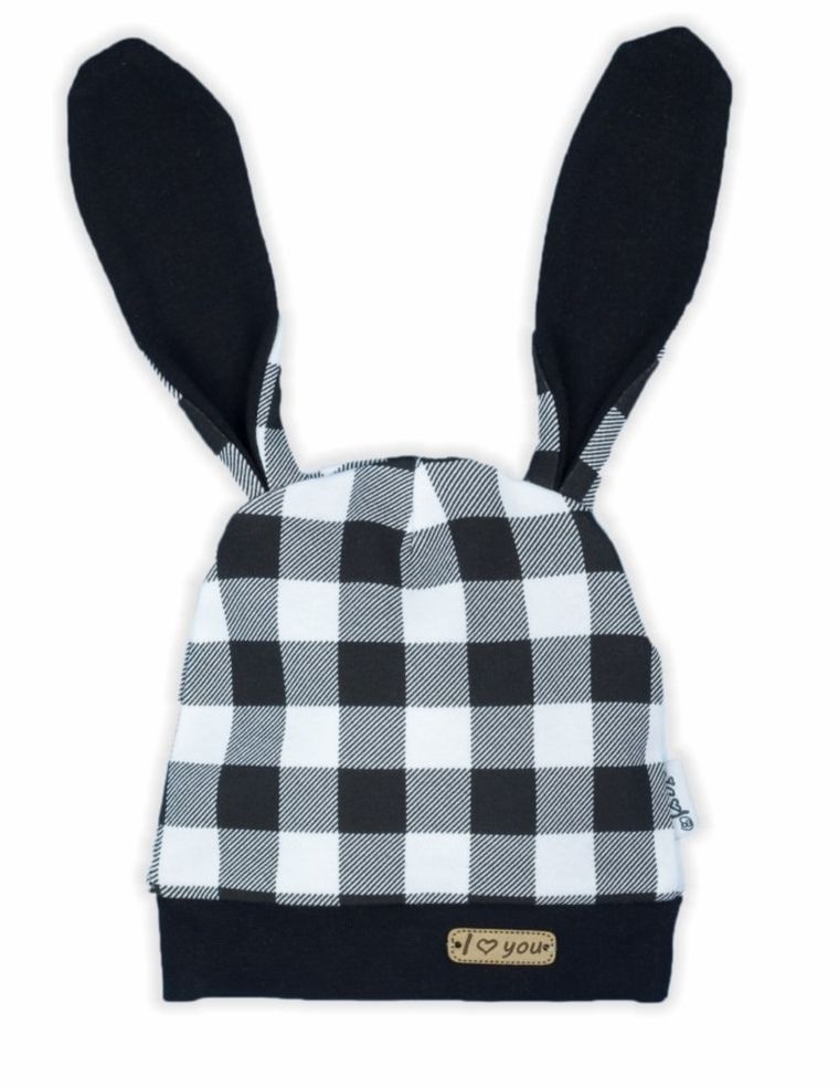 Czapka niemowlęca, biało-czarna, Nicol