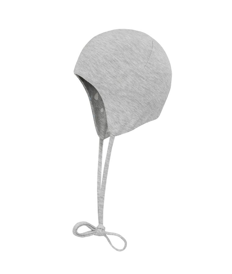Czapka niemowlęca, wiązana, dwustronna, szara, chmurki, Döll