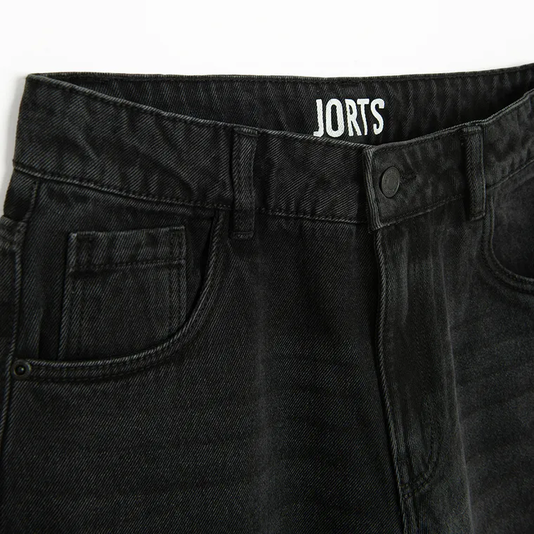 Czarne jeansowe bermudy z regulacją Cool Club