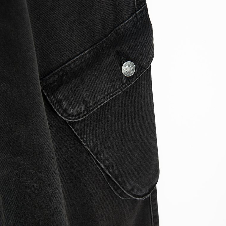 Czarne spodnie jeansowe cargo wide Cool Club