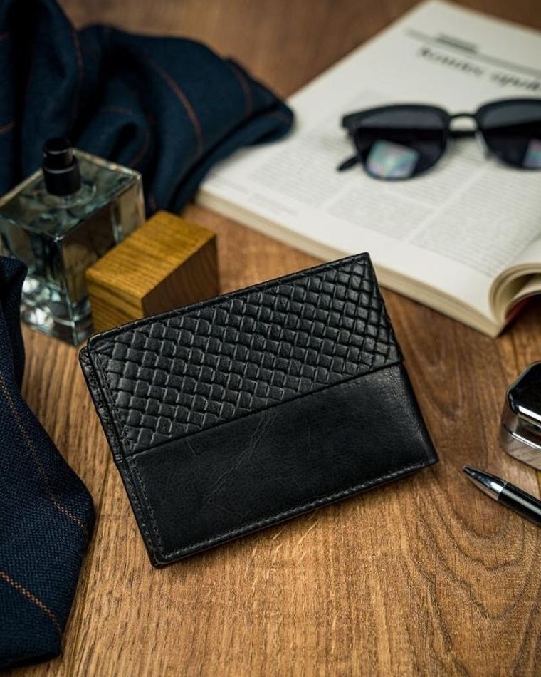 Czarny portfel męski skórzany, Forever Young