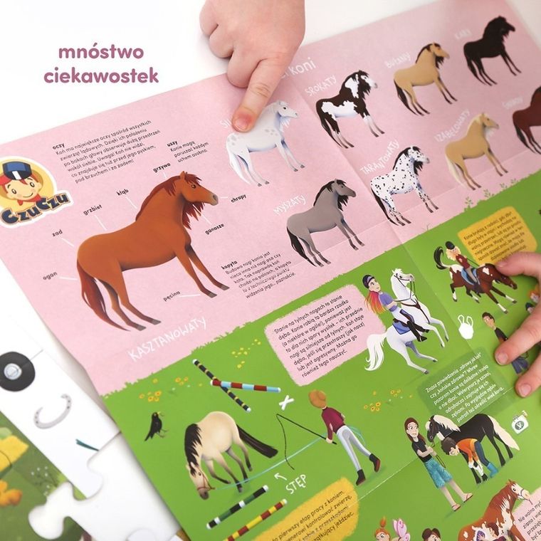 CzuCzu, Puzzle obserwacyjne. Stadnina koni + plakat edukacyjny, 84 elementy