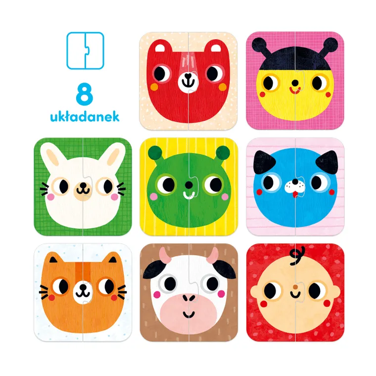 CzuCzu, Układam połówki, Buzie, pierwsze puzzle, dwuelementowe, dla dzieci 15 mies.+