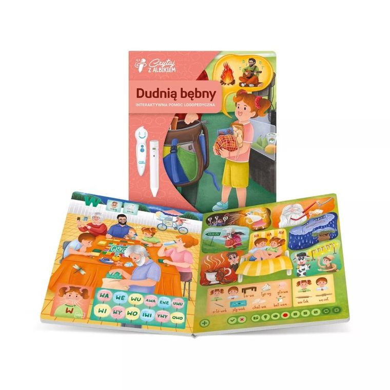 Czytaj z Albikiem. Dudnią bębny. Interaktywna pomoc logopedyczna 3+