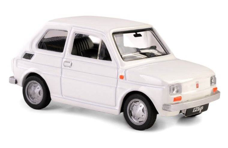 Daffi, Kolekcja Polskiej Motoryzacji, Fiat 126p, pojazd, model metalowy, biały, 1:43