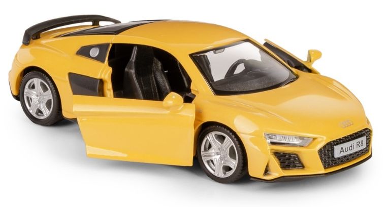 Daffi, RMZ City, Audi R8 2019, pojazd, model metalowy, żółty, 1:32