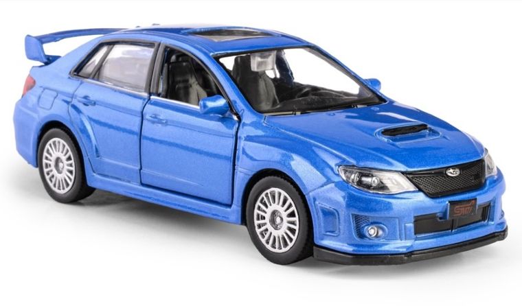 Daffi, RMZ City, Subaru WRX STI 2010, pojazd, model metalowy, niebieski, 1:36