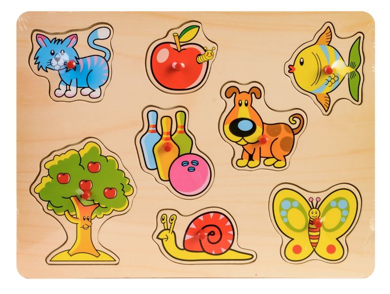 Daffi, układanka drewniana z rączką, 8 elementów