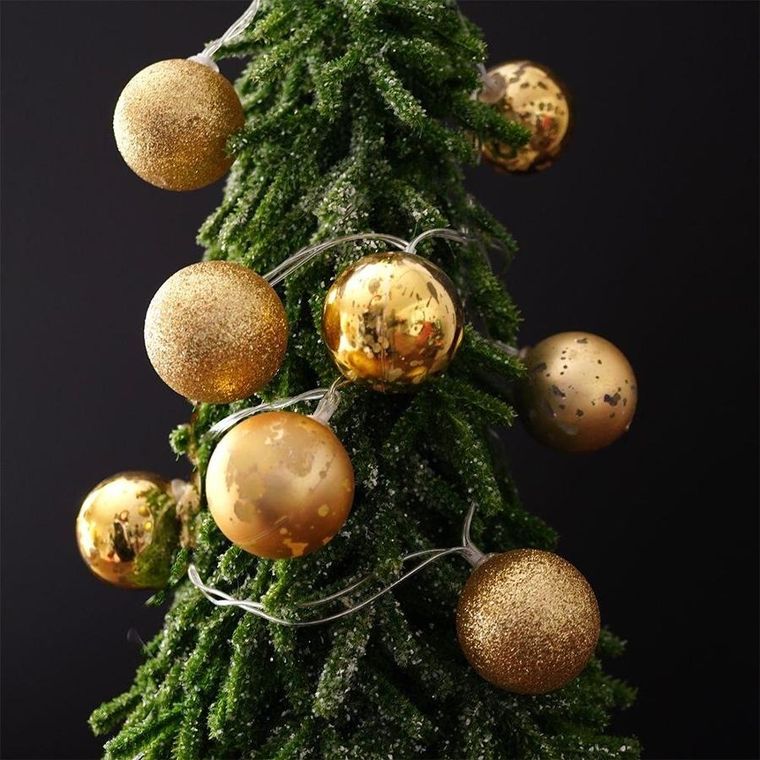 Decorative Lighting, lampki bombki choinkowe nietłukące, złote, 10 led, 4 cm