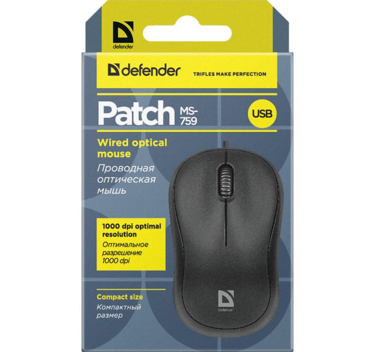 Defender, Patch, mysz, Optical, 1000dpi 3p, czarna
