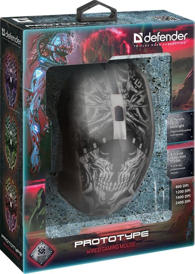 Defender, Prototype, mysz przewodowa, Gm-670l, Optic 800/1200/1600/2400 Dpi, 6p, 52670