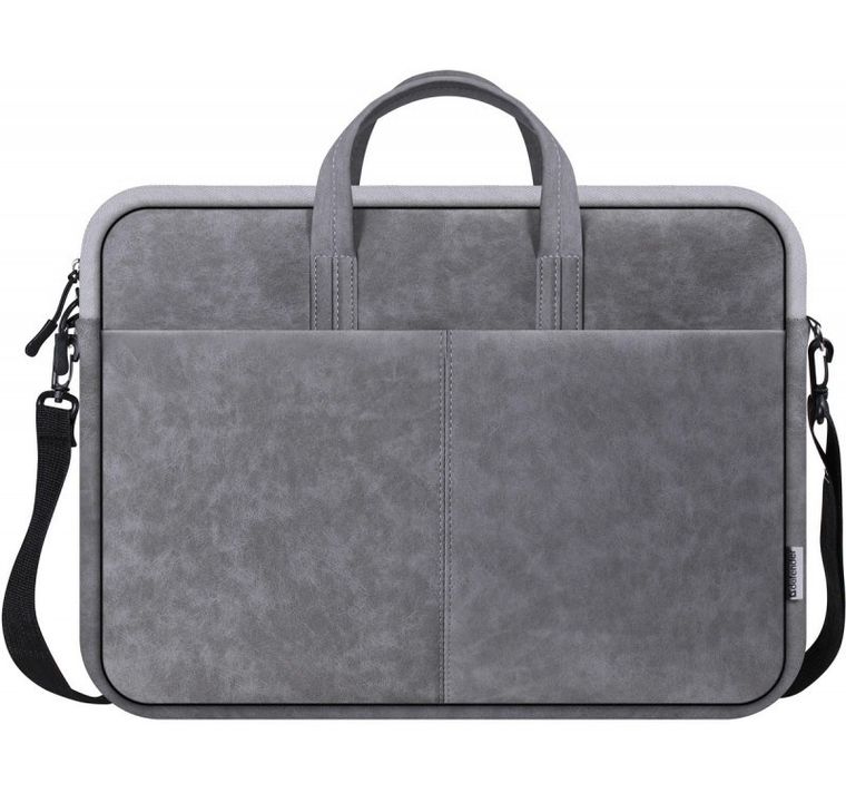 Defender, Solid Leather, torba na laptopa 15,6", szara
