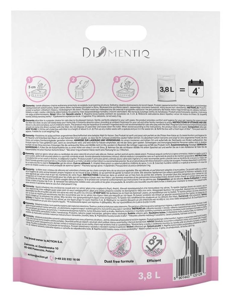 Diamentiq, żwirek, niezbrylający, Micro Babypowder, 3,8l