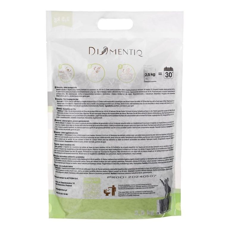 Diamentiq, żwirek tofu zbrylający 2, 5 kg matcha
