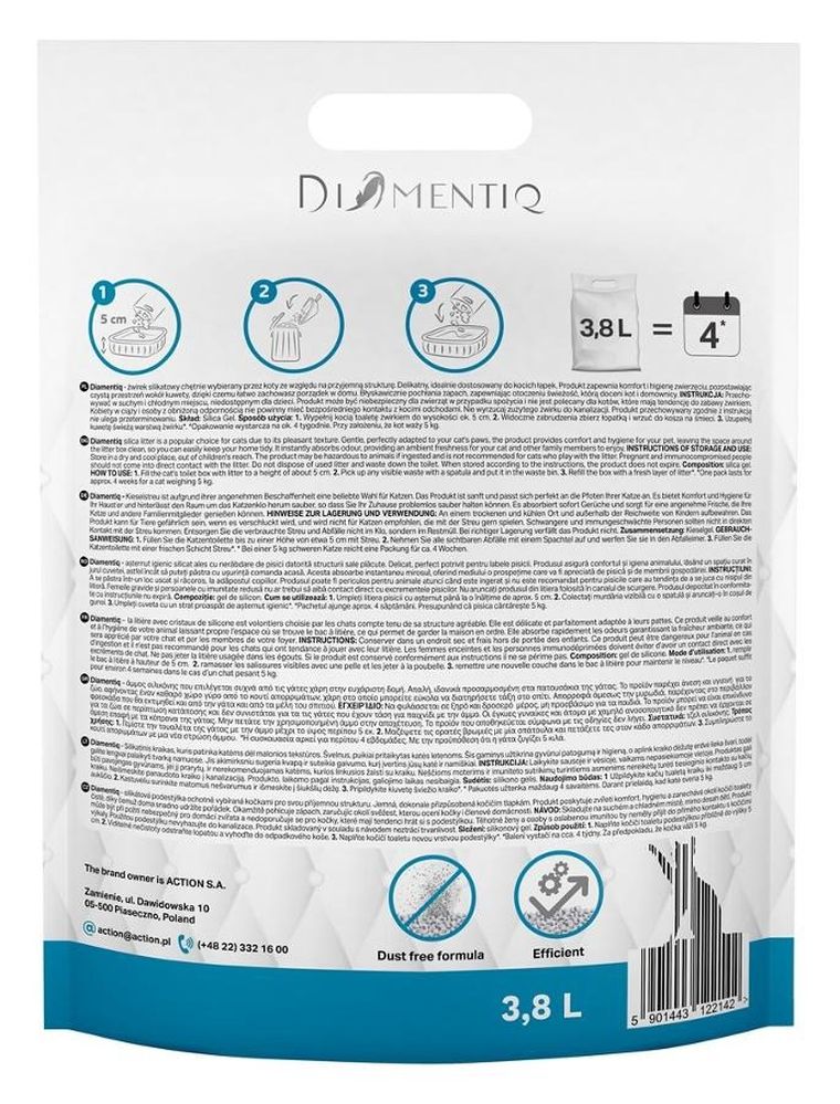 Diamentiq, żwirek, zbrylający, Micro Crystals, 3,8l