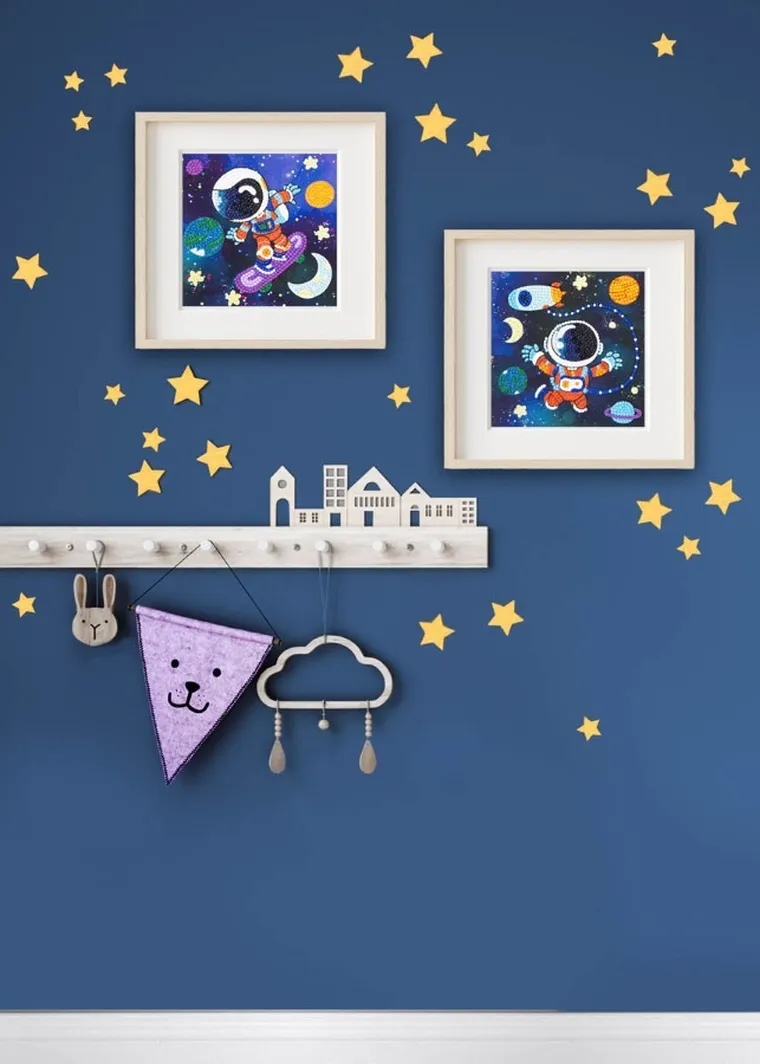 Diamond Dotz by number, diamentowa mozaika, Fun in space, 2 obrazki