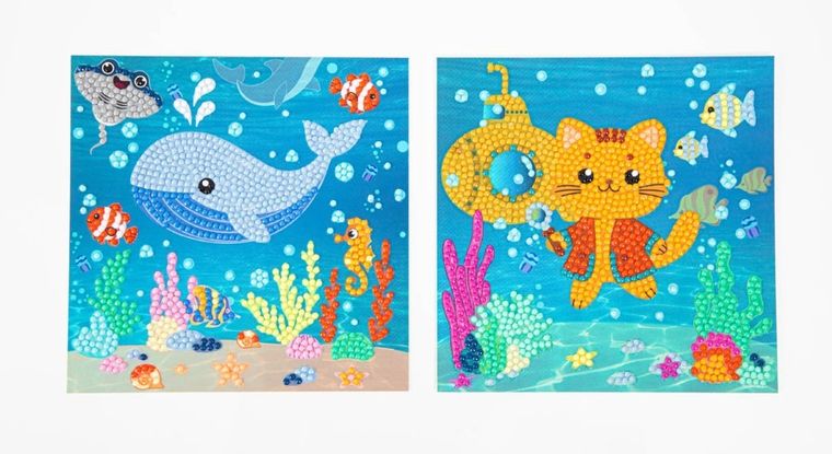 Diamond Dotz by number, diamentowa mozaika, Under the sea, 2 obrazki