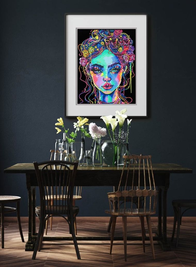 Diamond Dotz, diamentowa mozaika, flokowana, Neon girl