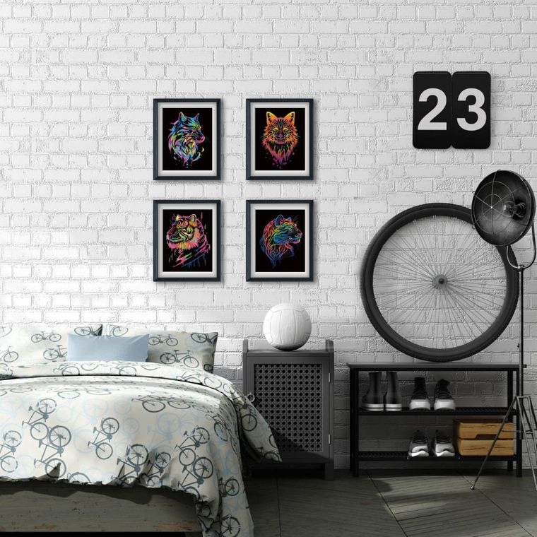 Diamond Dotz, diamentowa mozaika, flokowana, Wild neon, 4 obrazki