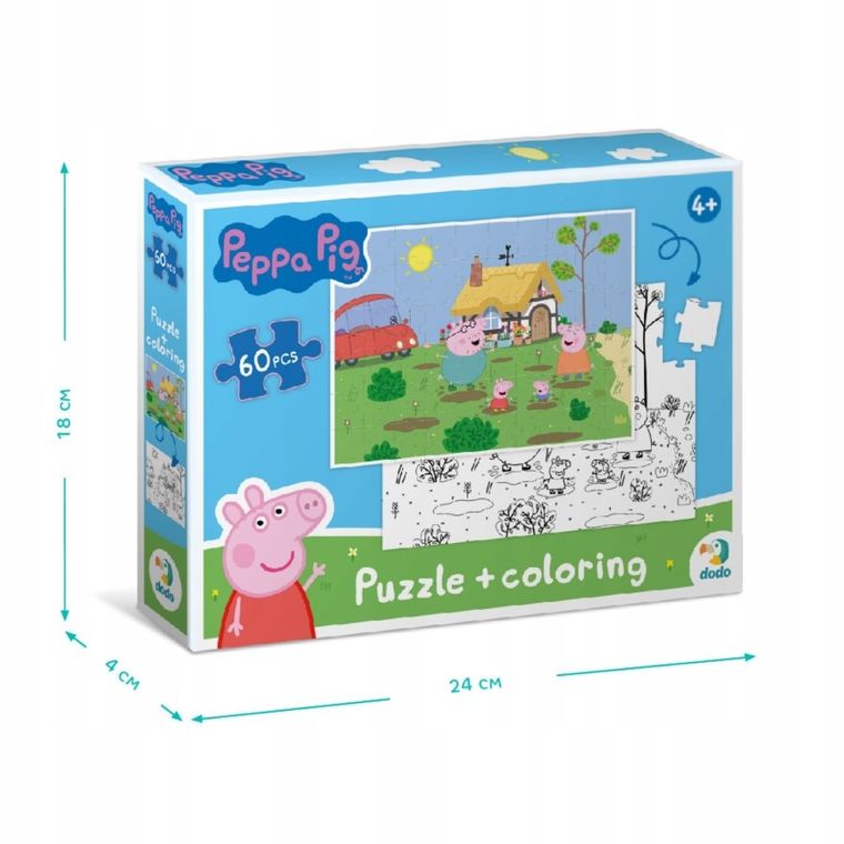 Dodo, Świnka Peppa, puzzle 2w1, 60 elementów