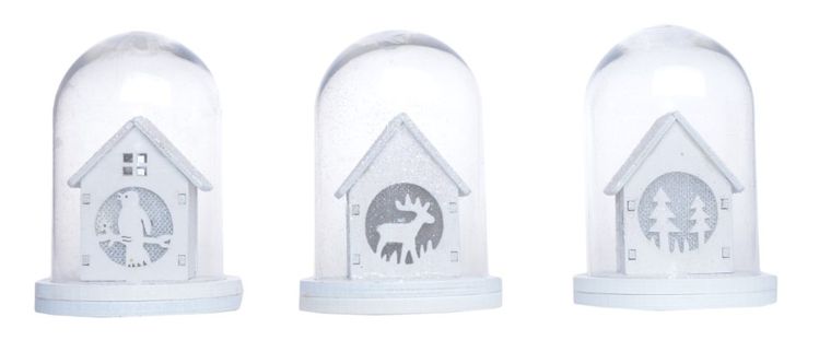 Domek led w szkle, biały, 7-7-9 cm