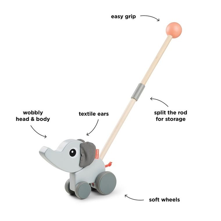 Done by Deer, Słonik Elphee, zabawka do pchania na kiju