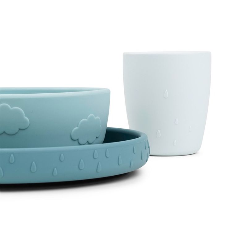 Done by Deer, Stick&Stay, zestaw obiadowy z przyssawką, blue