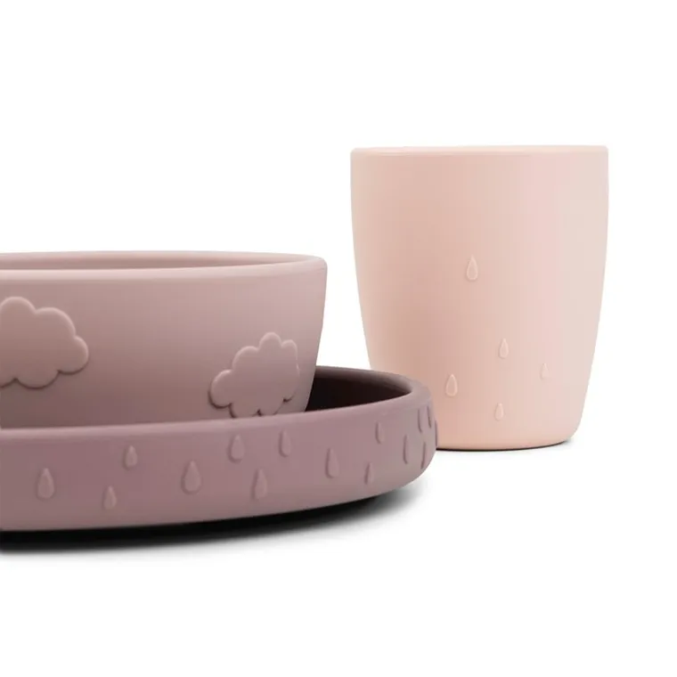 Done by Deer, Stick&Stay, zestaw obiadowy z przyssawką, powder