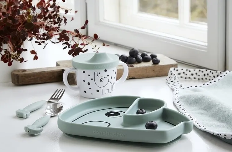 Done by Deer, talerzyk z przyssawką, blue