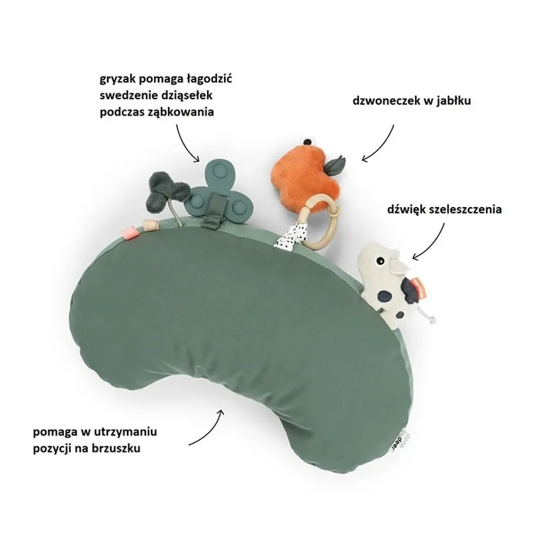 Done by Deer, Tiny farm, poduszka do zabawy na brzuszku, green