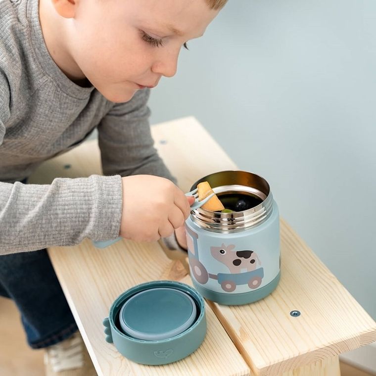 Done By Deer, Tiny Farm, termos obiadowy, blue, 300 ml