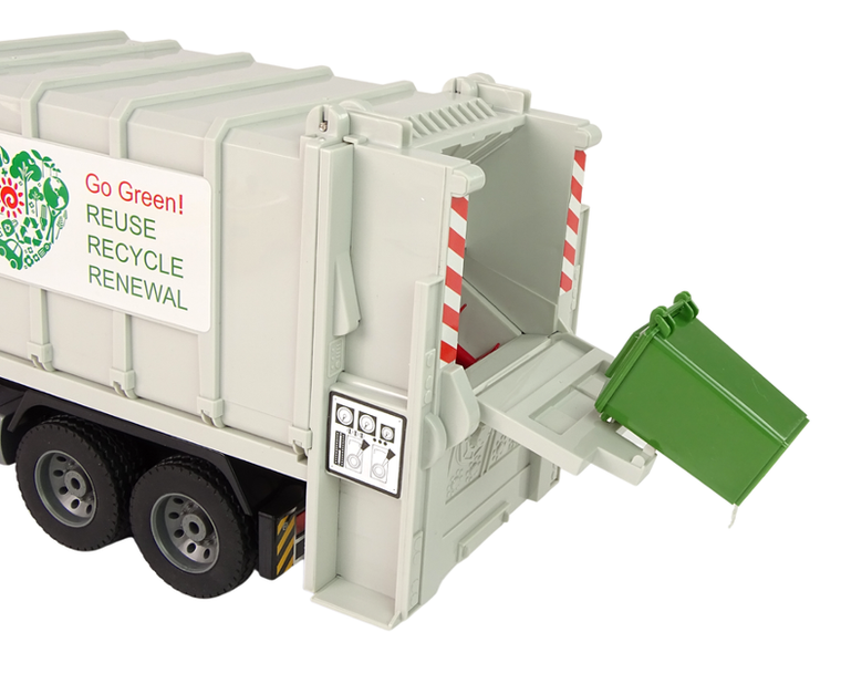 Double E, Mercedes-Benz Antos, ciężarówka śmieciarka, pojazd zdalnie sterowany, pomarańczowy