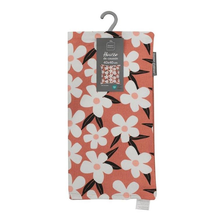 Douceur d'intérieur, bawełniana poszewka z ozdobnym printem, Darcy, 40-40 cm