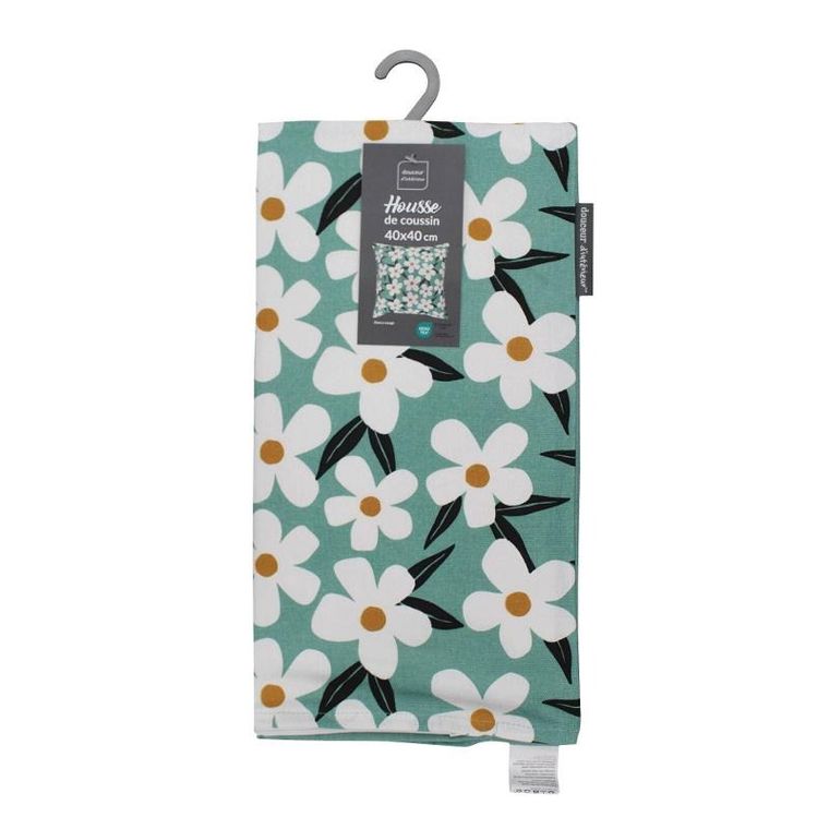 Douceur d'intérieur, bawełniana poszewka z ozdobnym printem, Darcy, 40-40 cm