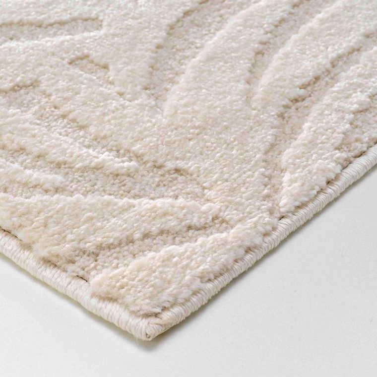 Douceur d'intérieur, dywan do salonu, Ankara, beżowy, wzór liści