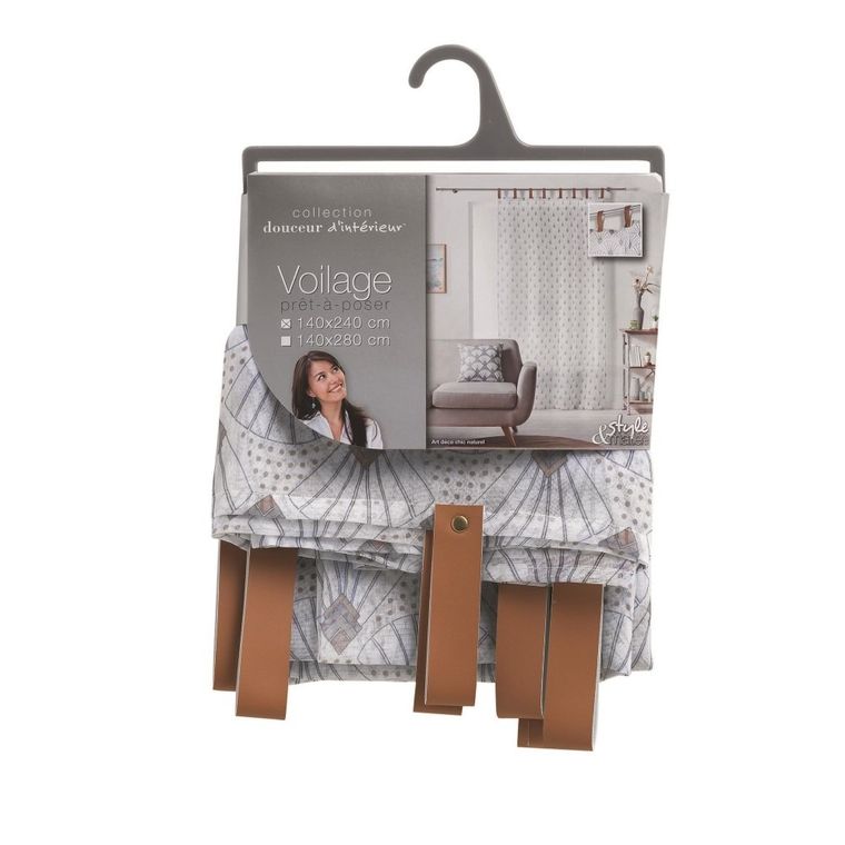 Douceur d'intérieur, firana na szelkach skórzanych, Art Deco, 140-240 cm, biała