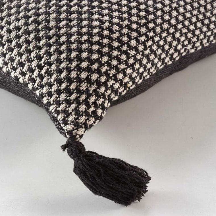 Douceur d'intérieur, poduszka dekoracyjna do salonu Jennie, bawełniana, z frędzlami, 40-40 cm