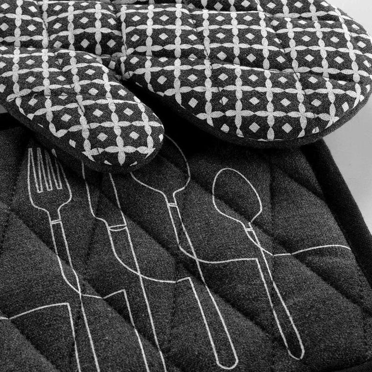 Douceur d'intérieur, rękawica kuchenna + podkładka, Cuisiline, bawełna z recyklingu